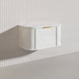 900mm Houston Matt White/Black Plywood Curved Wall Hung Vanity With Variant Color Handle