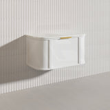 900mm Houston Matt White/Black Plywood Curved Wall Hung Vanity With Variant Color Handle