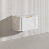 900mm Houston Matt White/Black Plywood Curved Wall Hung Vanity With Variant Color Handle