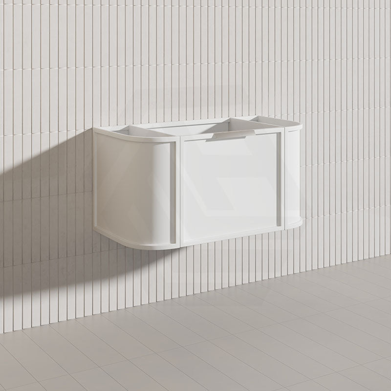 900mm Houston Matt White/Black Plywood Curved Wall Hung Vanity With Variant Color Handle