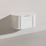 900mm Houston Matt White/Black Plywood Curved Wall Hung Vanity With Variant Color Handle