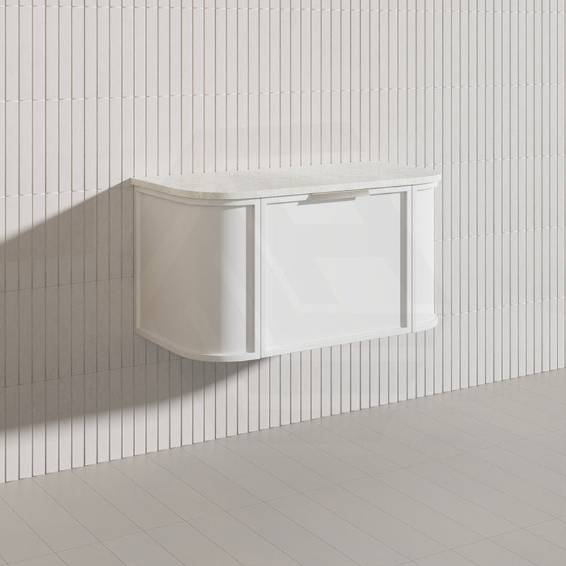 900mm Houston Matt White/Black Plywood Curved Wall Hung Vanity With Variant Color Handle