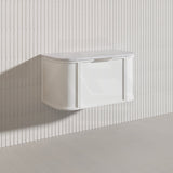 900mm Houston Matt White/Black Plywood Curved Wall Hung Vanity With Variant Color Handle