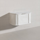 900mm Houston Matt White/Black Plywood Curved Wall Hung Vanity With Variant Color Handle