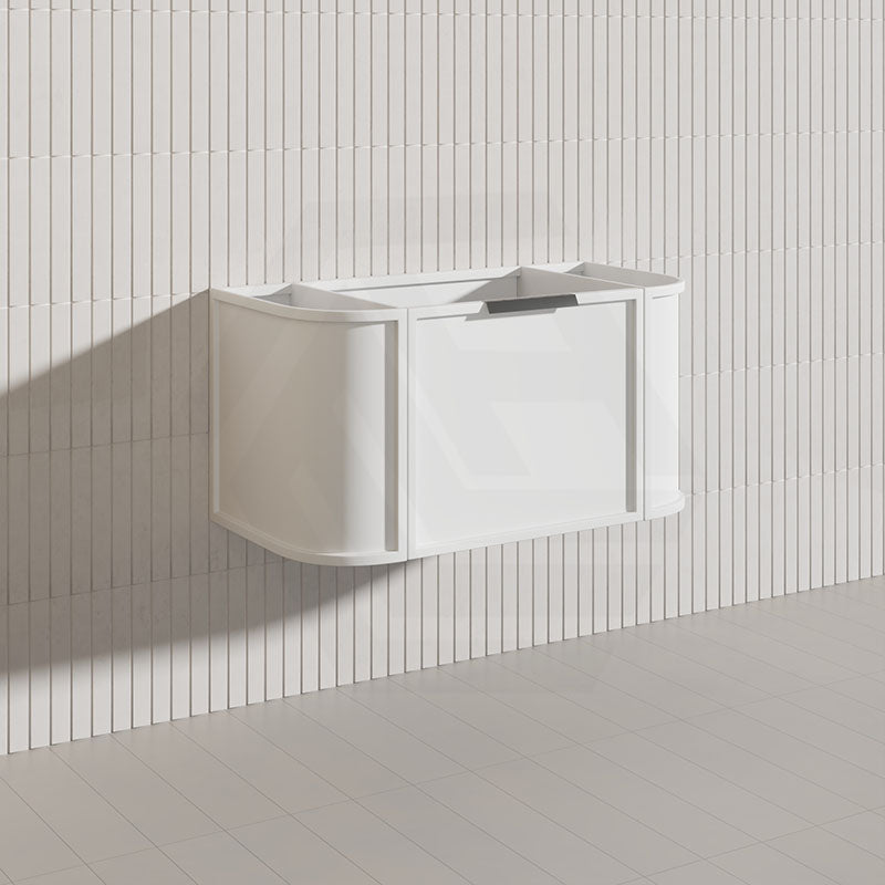 900mm Houston Matt White/Black Plywood Curved Wall Hung Vanity With Variant Color Handle