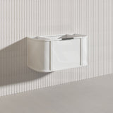900mm Houston Matt White/Black Plywood Curved Wall Hung Vanity With Variant Color Handle