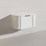 900mm Houston Matt White/Black Plywood Curved Wall Hung Vanity With Variant Color Handle