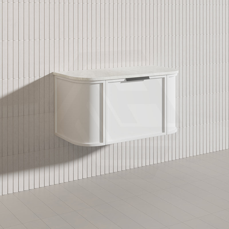 900mm Houston Matt White/Black Plywood Curved Wall Hung Vanity With Variant Color Handle