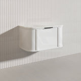 900mm Houston Matt White/Black Plywood Curved Wall Hung Vanity With Variant Color Handle