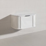 900mm Houston Matt White/Black Plywood Curved Wall Hung Vanity With Variant Color Handle
