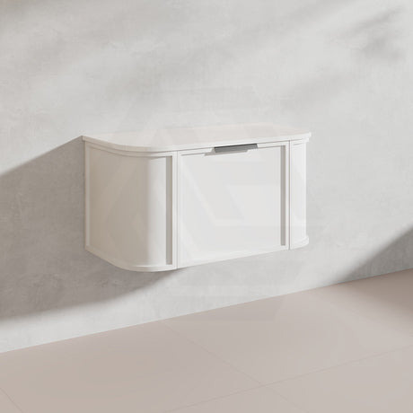 900mm Houston Matt White/Black Plywood Curved Wall Hung Vanity With Variant Color Handle