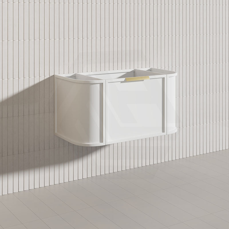 900mm Houston Matt White/Black Plywood Curved Wall Hung Vanity With Variant Color Handle