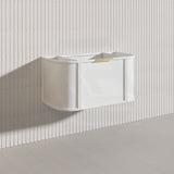 900mm Houston Matt White/Black Plywood Curved Wall Hung Vanity With Variant Color Handle