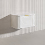 900mm Houston Matt White/Black Plywood Curved Wall Hung Vanity With Variant Color Handle