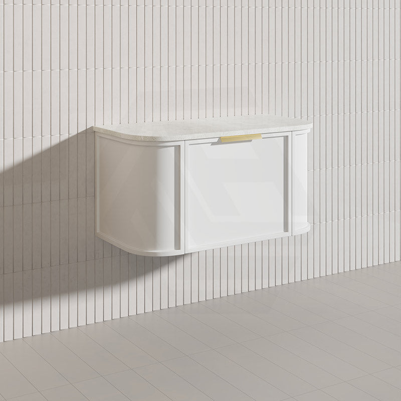900mm Houston Matt White/Black Plywood Curved Wall Hung Vanity With Variant Color Handle