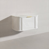 900mm Houston Matt White/Black Plywood Curved Wall Hung Vanity With Variant Color Handle
