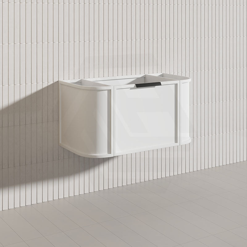 900mm Houston Matt White/Black Plywood Curved Wall Hung Vanity With Variant Color Handle