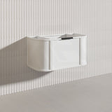 900mm Houston Matt White/Black Plywood Curved Wall Hung Vanity With Variant Color Handle