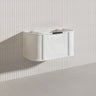 900mm Houston Matt White/Black Plywood Curved Wall Hung Vanity With Variant Color Handle