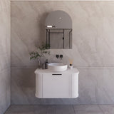 600-1500mm Houston Matt White/Black Plywood Curved Wall Hung Vanity With Variant Color Handle