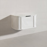 900mm Houston Matt White/Black Plywood Curved Wall Hung Vanity With Variant Color Handle