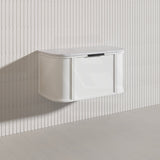 900mm Houston Matt White/Black Plywood Curved Wall Hung Vanity With Variant Color Handle