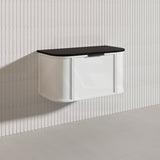 900mm Houston Matt White/Black Plywood Curved Wall Hung Vanity With Variant Color Handle