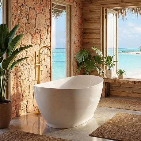 Layla Riva-Slim Oval Acrylic Freestanding Bathtub NO Overflow 1500/1700mm - Matt White
