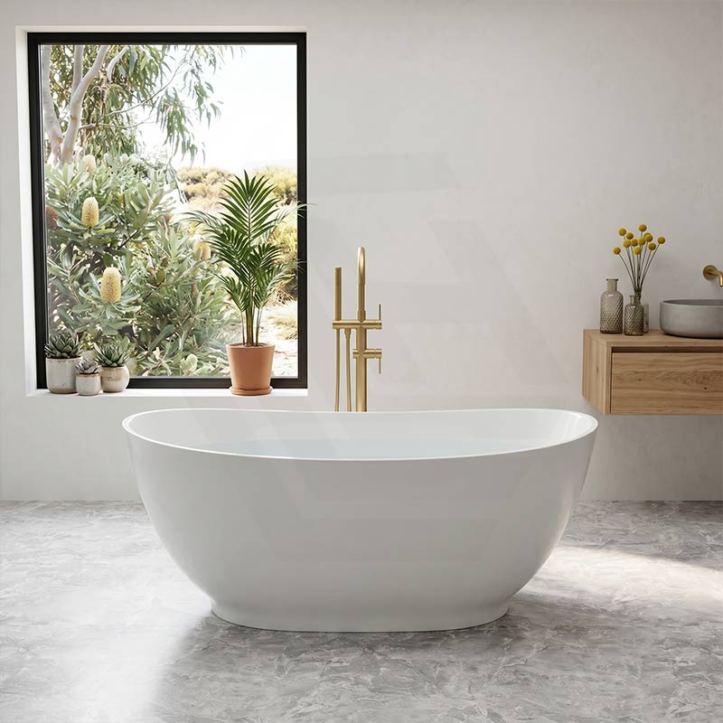 Layla Riva-Slim Oval Acrylic Freestanding Bathtub NO Overflow 1500/1700mm - Matt White