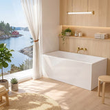 Lotus Rectangular Acrylic Freestanding Corner Back to Wall Bathtub Multi Fit NO Overflow 1200/1300/1400/1500/1600/1700mm - Gloss White