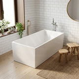Lotus Rectangular Acrylic Freestanding Corner Back to Wall Bathtub Multi Fit NO Overflow 1200/1300/1400/1500/1600/1700mm - Gloss White