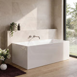 Lotus Rectangular Acrylic Freestanding Corner Back to Wall Bathtub Multi Fit NO Overflow 1200/1300/1400/1500/1600/1700mm - Gloss White
