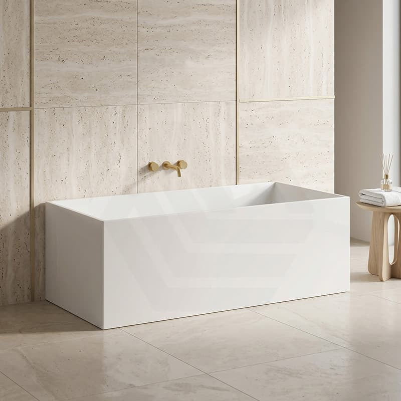 Lotus Rectangular Acrylic Freestanding Corner Back to Wall Bathtub Multi Fit NO Overflow 1200/1300/1400/1500/1600/1700mm - Gloss White
