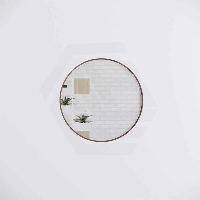 600mm Round Brushed Copper Framed Bathroom Mirror Wall Mounted