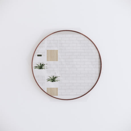 800mm Round Brushed Copper Framed Bathroom Mirror Wall Mounted