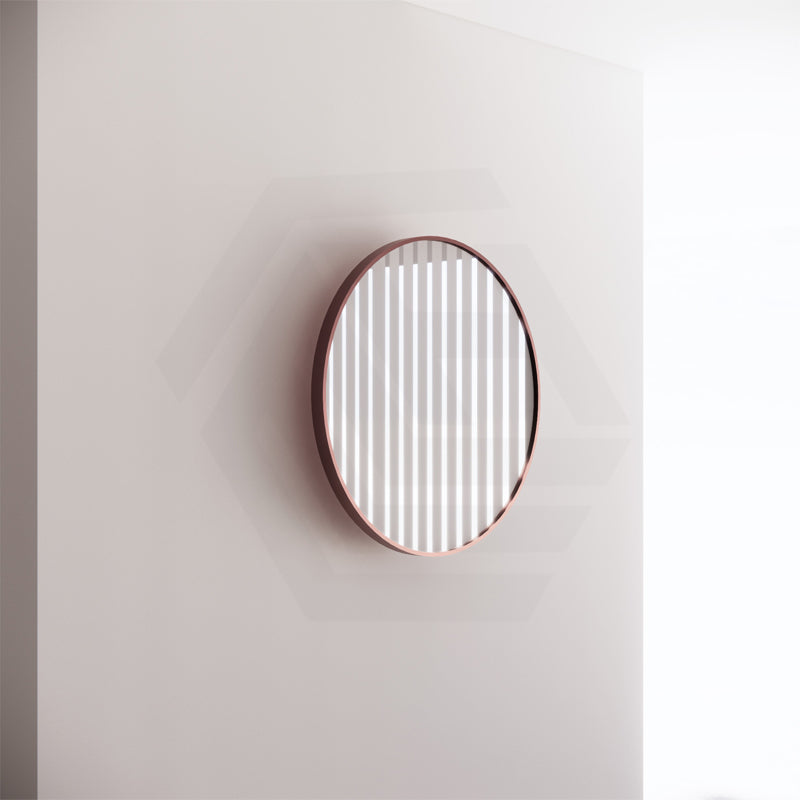 800mm Round Brushed Copper Framed Bathroom Mirror Wall Mounted