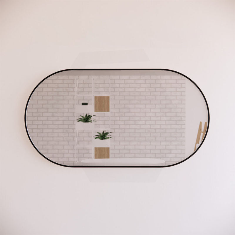 450/600/700/900/1200Mm Bathroom Black Framed Oval Mirror Wall Mounted Mirrors