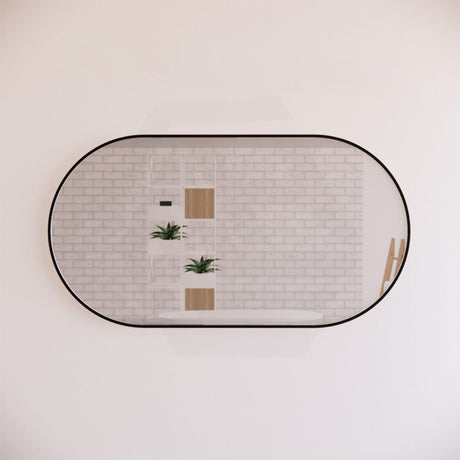 450/600/700/800/900/1200/1500mm Bathroom Black Framed Oval Mirror Wall Mounted Horizontal/Vertical