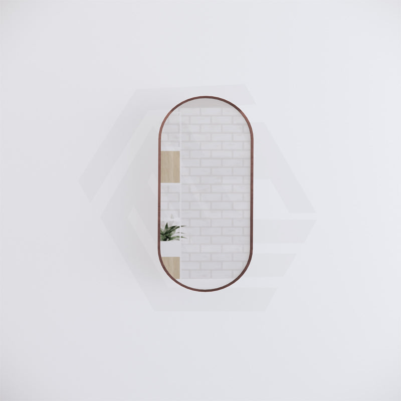 450x900mm Oval Brushed Copper Framed Bathroom Mirror Wall Mounted Vertical Only