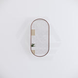450x900mm Oval Brushed Copper Framed Bathroom Mirror Wall Mounted Vertical Only