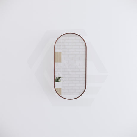 450x900mm Oval Brushed Copper Framed Bathroom Mirror Wall Mounted Vertical Only
