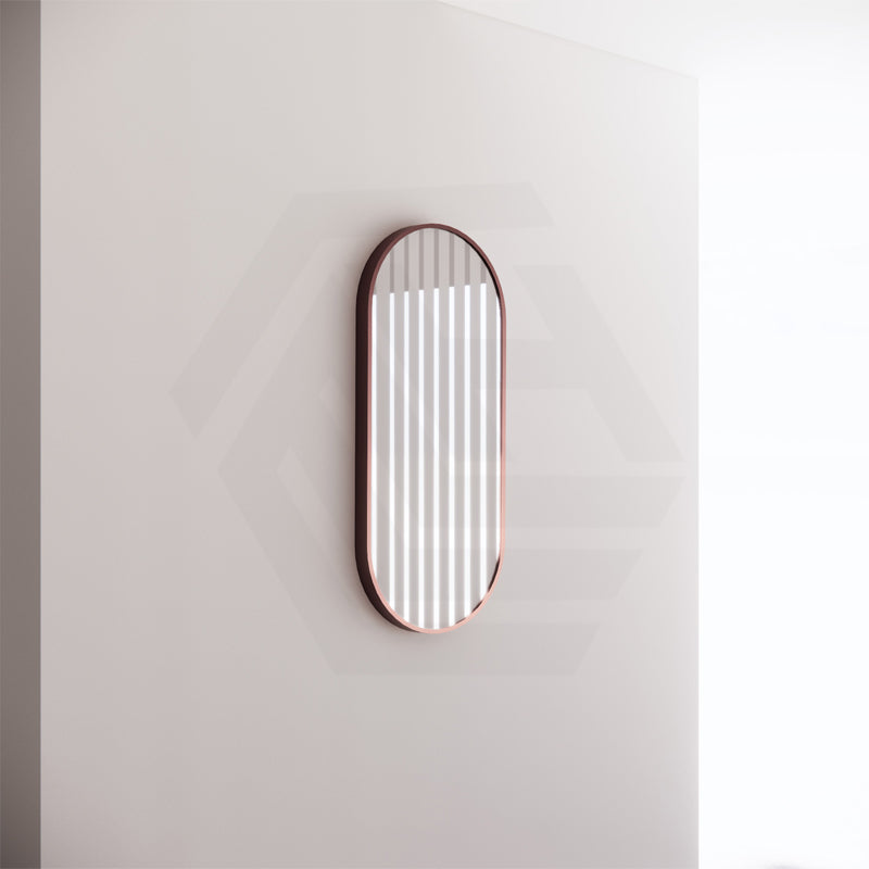450x900mm Oval Brushed Copper Framed Bathroom Mirror Wall Mounted Vertical Only