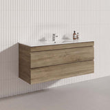 1200mm Wood Grain Bathroom Wall Hung Vanity Cabinet Only & Ceramic/Poly Top Available