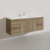 1500mm Wood Grain Bathroom Wall Hung Vanity Cabinet Only & Ceramic/Poly Top Available