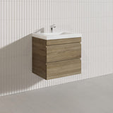 600mm Wood Grain Bathroom Wall Hung Vanity Cabinet Only & Ceramic/Poly Top Available