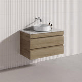 750mm Wood Grain Bathroom Wall Hung Vanity Cabinet Only & Ceramic/Poly Top Available
