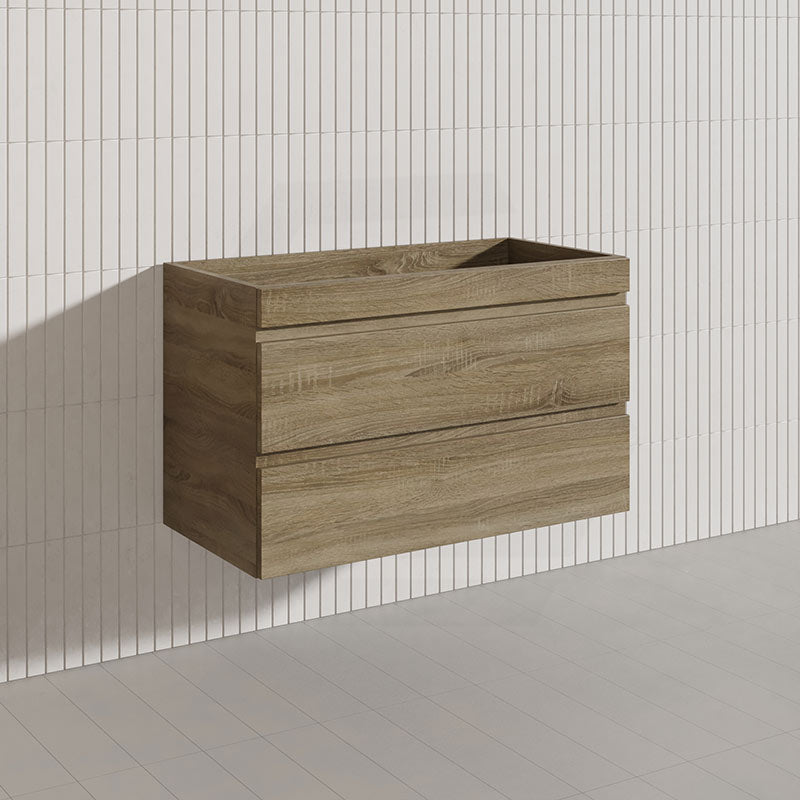 900mm Wood Grain Bathroom Wall Hung Vanity Cabinet Only & Ceramic/Poly Top Available