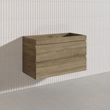 900mm Wood Grain Bathroom Wall Hung Vanity Cabinet Only & Ceramic/Poly Top Available