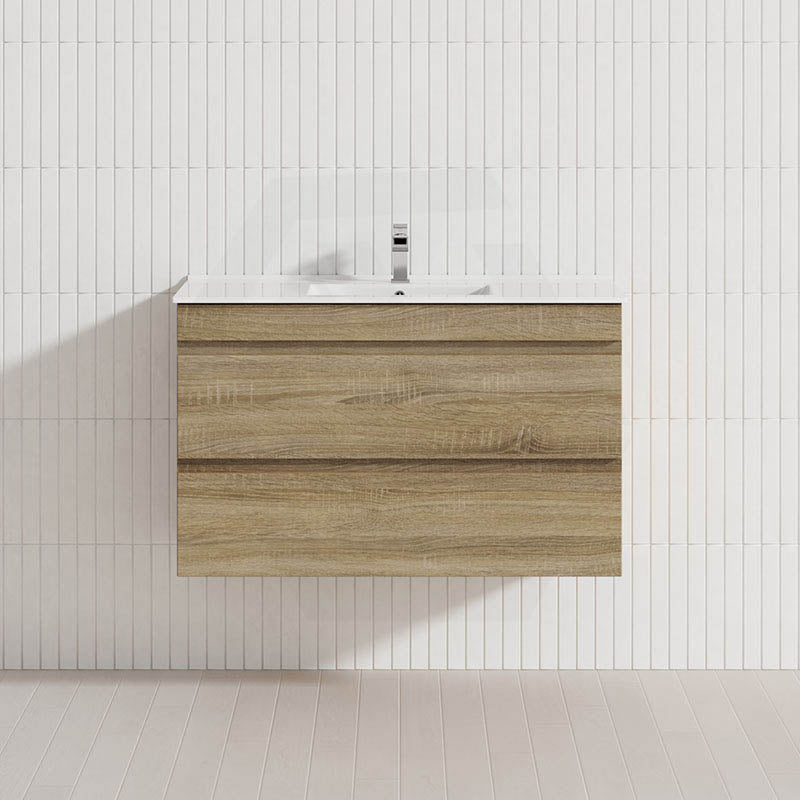 600-1500mm Wall Hung Bathroom Vanity Timber Wood Grain Drawers Cabinet ONLY&Ceramic/Poly Top Available