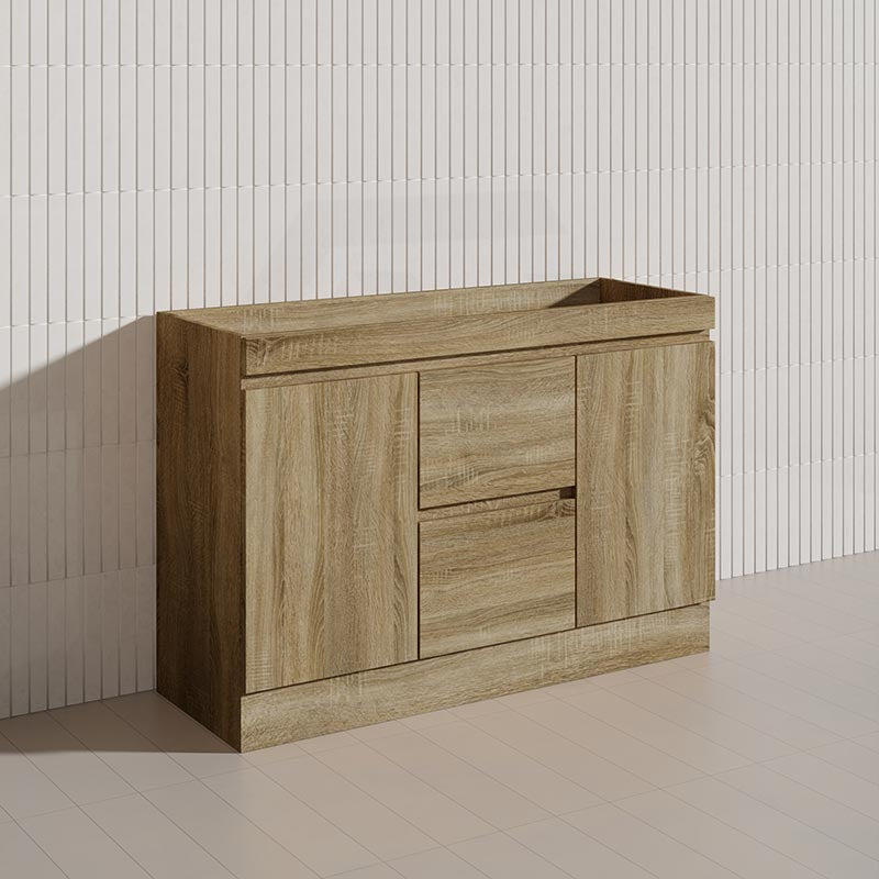 600-1500mm Freestanding Kickboard Bathroom Vanity Light Oak Wood Grain Cabinet Only & Ceramic/Poly Top Available